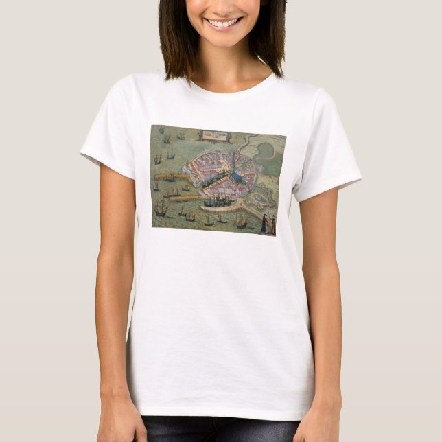 Camiseta Mapa de Flissinga, de 'Civitates Orbis Terrarum' (Anverso)