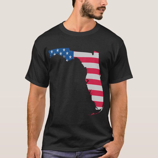 Camiseta Mapa de Florida - Bandera de Estados Unidos - Retr (Anverso)