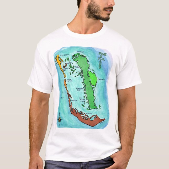 Camiseta Mapa de Florida de las Islas Pine Sanibel Captiva (Anverso)