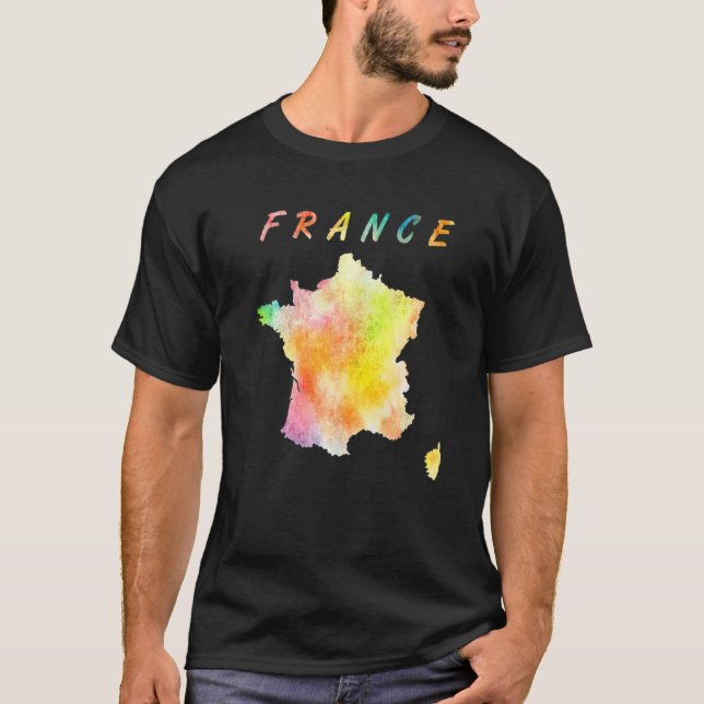 Camiseta Mapa de Francia Colorido Mapa Acuarela Illu (Anverso)