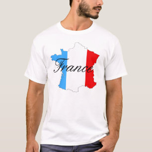 Camiseta Mapa de Francia en blanco y azul rojos