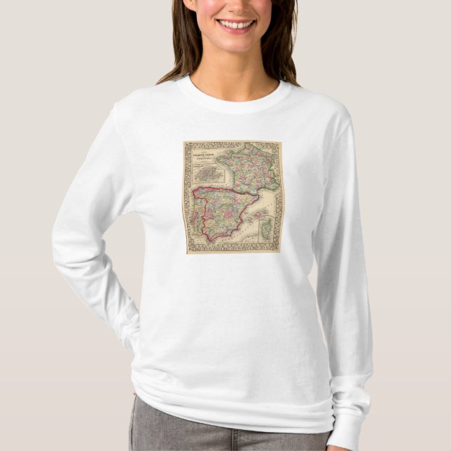 Camiseta Mapa de Francia, España, Portugal de Mitchell (Anverso)