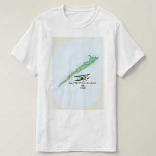 Camiseta Mapa de Galveston Island Texas USA