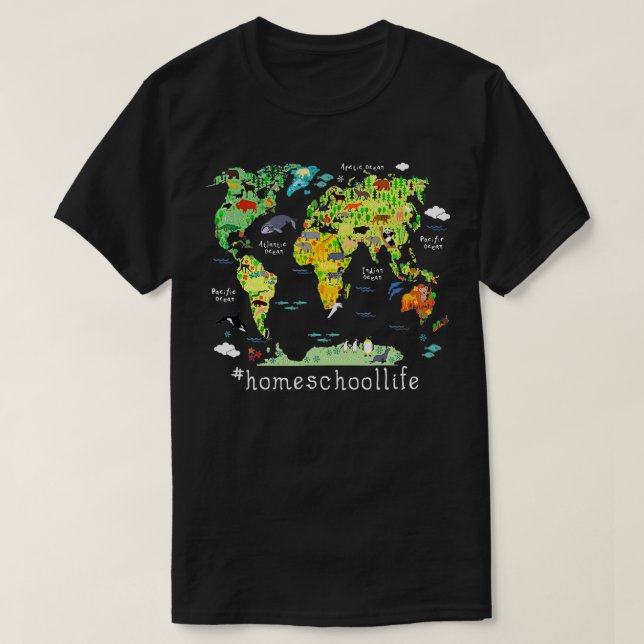 Camiseta Mapa de geografía del Mapa Mundial de Escuelas (Diseño del anverso)