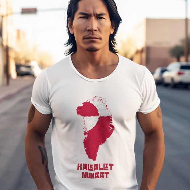 Camiseta Mapa de Groenlandia Bandera Blanca Roja Kalaallit  (Subido por el creador)