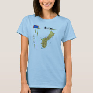 Camiseta Mapa de Guam + Bandera + Título Camisa-T