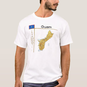 Camiseta Mapa de Guam + Bandera + Título Camisa-T