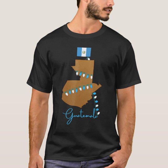 Camiseta Mapa de Guatemala Navidades de bandera guatemaltec (Anverso)
