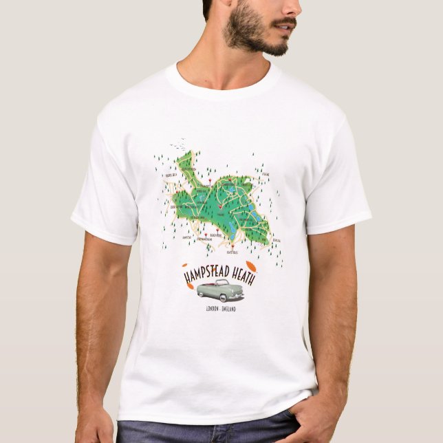 Camiseta Mapa de Hampstead Heath Londres Inglaterra (Anverso)