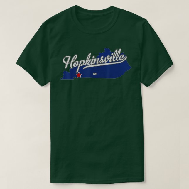 Camiseta Mapa de Hopkinsville Kentucky KY (Diseño del anverso)