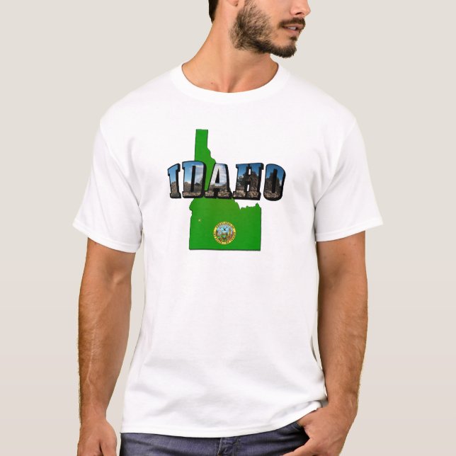 Camiseta Mapa de Idaho, Sello y texto de imagen (Anverso)