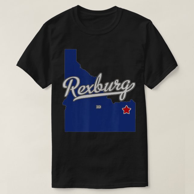 Camiseta Mapa de identificación de Rexburg Idaho (Diseño del anverso)