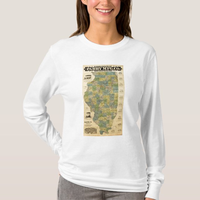 Camiseta Mapa de Illinois 2 (Anverso)
