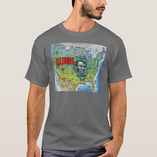 Camiseta Mapa de Illinois USA (Anverso)