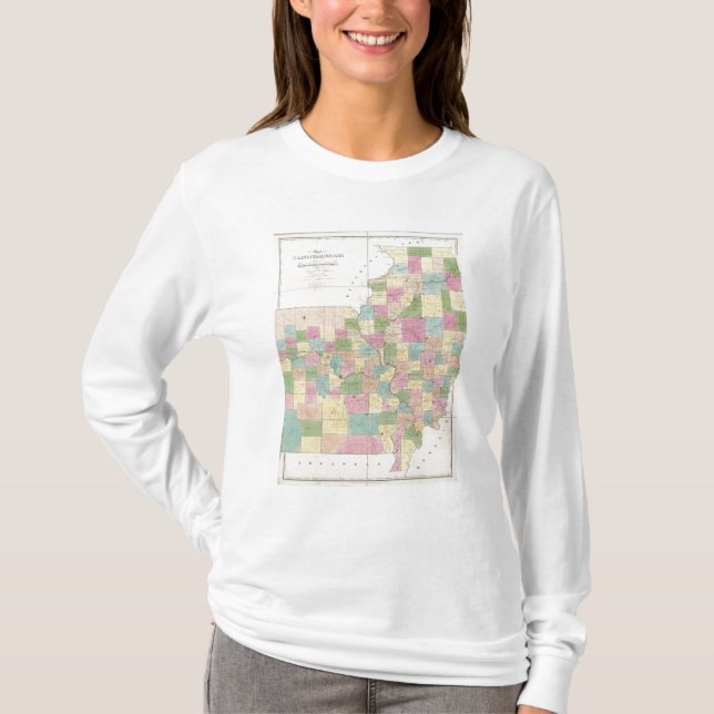 Camiseta Mapa de Illinois y de Missouri (Anverso)