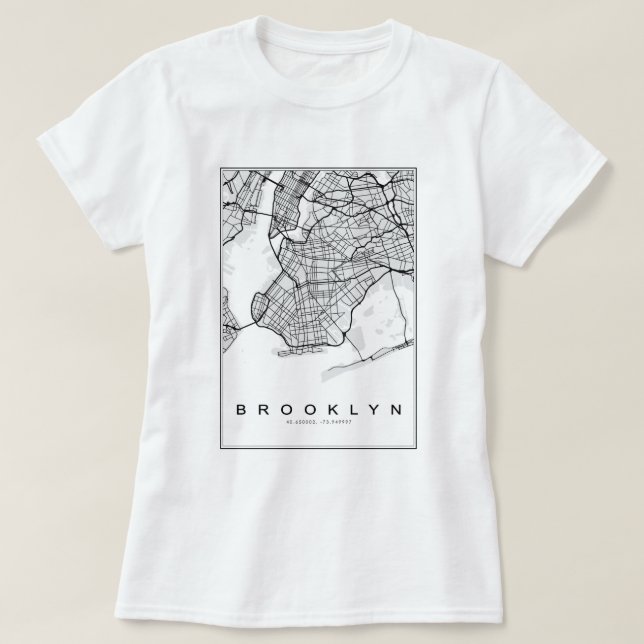 Camiseta Mapa de Ilustraciones de Brooklyn (Diseño del anverso)