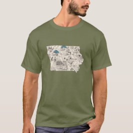 Camiseta Mapa de imágenes de la vieja Iowa en forma de Hawk