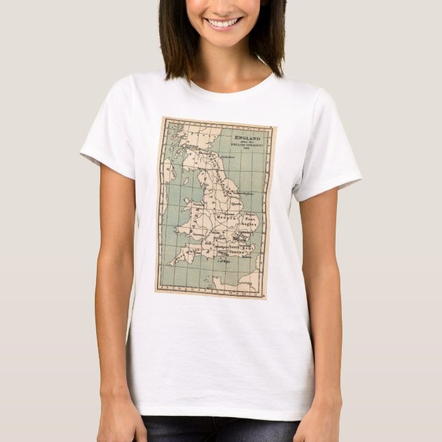 Camiseta Mapa de Inglaterra antigua (Anverso)