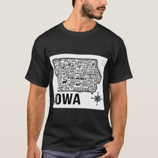 Camiseta Mapa de Iowa Sobredimensionado