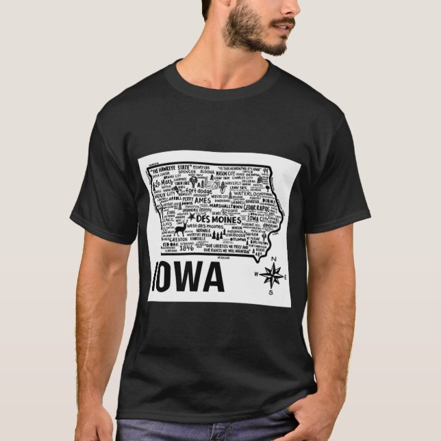 Camiseta Mapa de Iowa Sobredimensionado (Anverso)