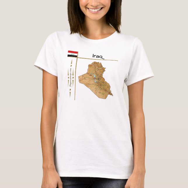 Camiseta Mapa de Irak + Bandera + Título (Anverso)