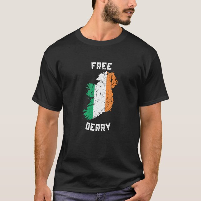 Camiseta Mapa de Irlanda de Derry Gratuito   (Anverso)