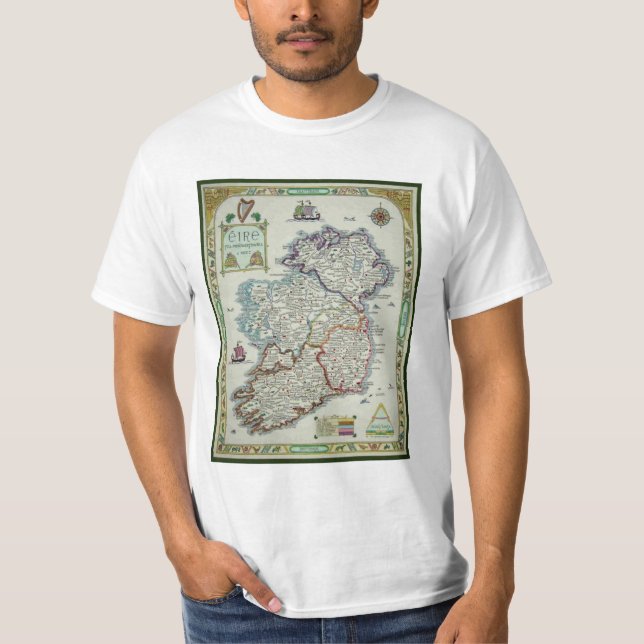 Camiseta Mapa de Irlanda - mapa histórico de Eire Erin del (Anverso)