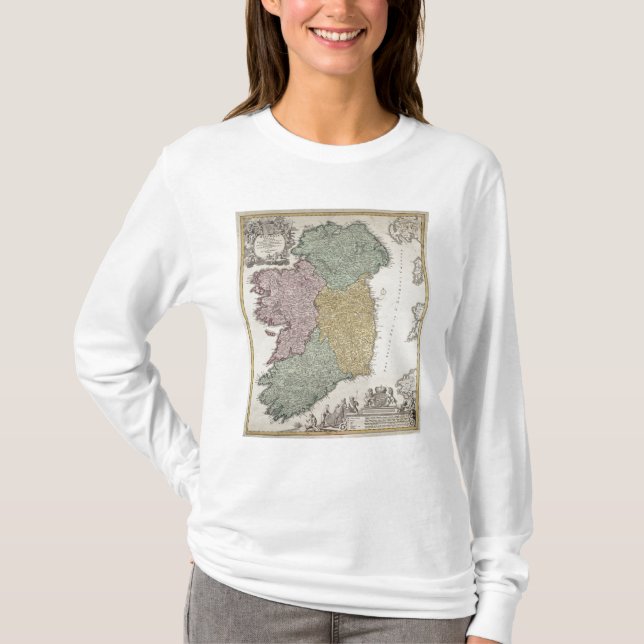 Camiseta Mapa de Irlanda que muestra las provincias de (Anverso)