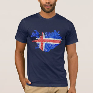 Camiseta Mapa de Islandia Colores de la Bandera