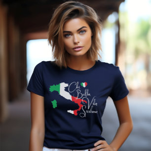 Camiseta Mapa de Italia Sicilia diciendo elegancia