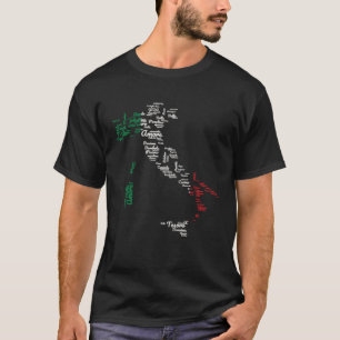 Camiseta Mapa de Italia Silhouette Cities Flag Frase