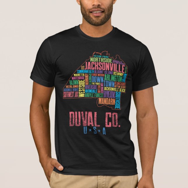 Camiseta Mapa de Jacksonville Duval County Florida USA (Anverso)