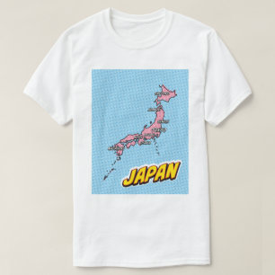 Camiseta Mapa de Japón ilustrado con arte pop