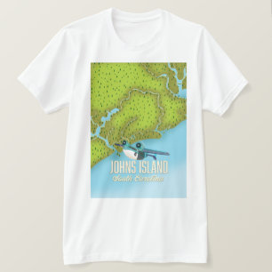 Camiseta Mapa de Johns Island, Carolina del Sur, EE.UU.