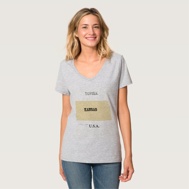 Camiseta - Mapa de Kansas con Ciudad (Anverso completo)