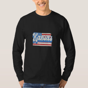 Camiseta Mapa De Kansas Estado Bandera Estadounidense 4 De