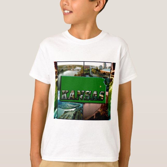 Camiseta Mapa de Kansas y fotos (Anverso)