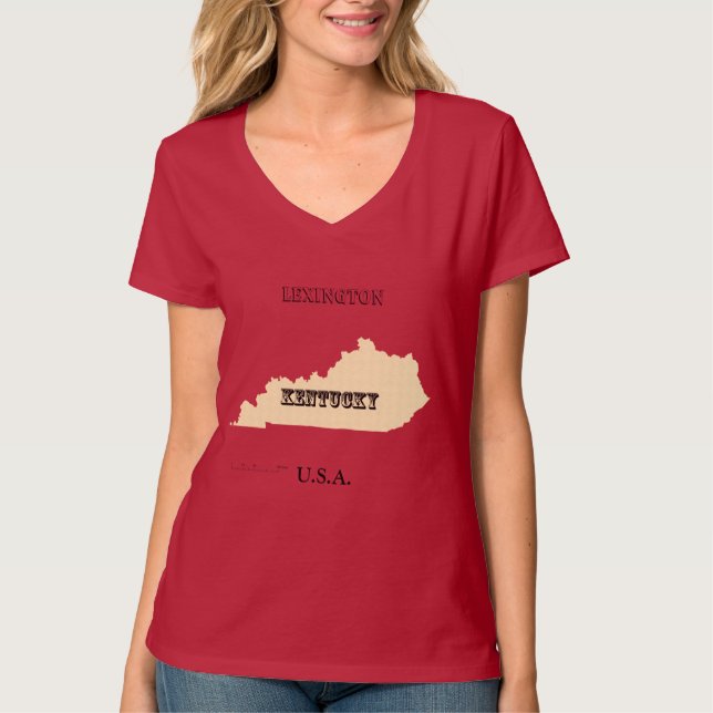 Camiseta - Mapa de Kentucky con la ciudad (Anverso)