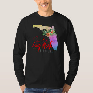 Camiseta Mapa de Key West Vacaciones familiares para chicas
