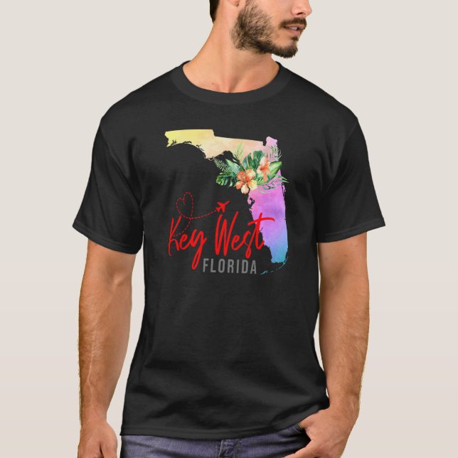 Camiseta Mapa de Key West Vacaciones familiares para chicas (Anverso)