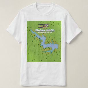 Camiseta Mapa de Kielder Water Northumberland Reino Unido