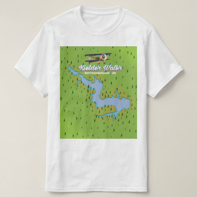 Camiseta Mapa de Kielder Water Northumberland Reino Unido (Diseño del anverso)