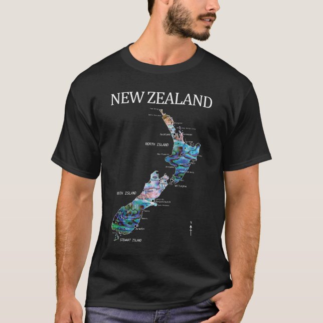 CAMISETA MAPA DE KIWI DE NUEVA ZELANDIA (Anverso)