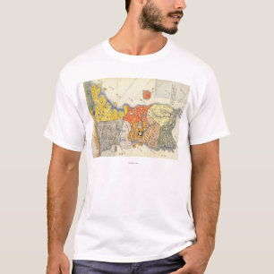 Camiseta Mapa de KoreaPanoramic del norte y sur