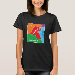 Camiseta Mapa de Kuwait de color simplificado con vecinos