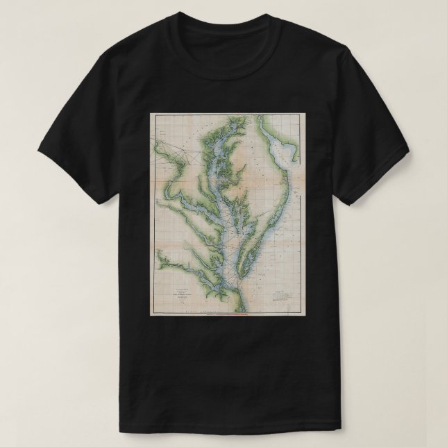 Camiseta Mapa de la bahía de Chesapeake (Diseño del anverso)