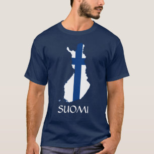 Camiseta Mapa de la bandera AZUL de NAVY, Finlandia Suomi T