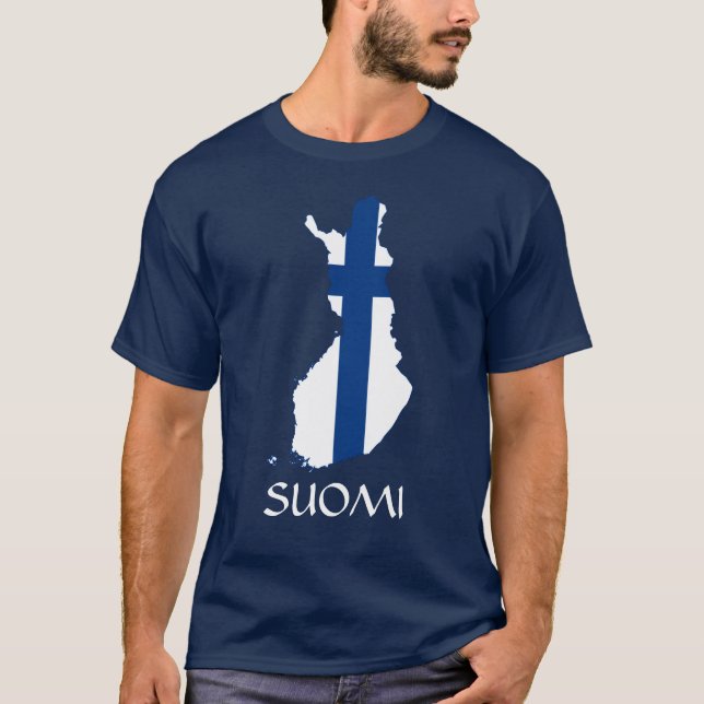 Camiseta Mapa de la bandera AZUL de NAVY, Finlandia Suomi T (Anverso)