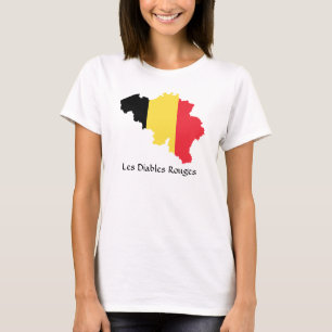 Camiseta Mapa de la bandera belga Les Diables Rouges T-Shir