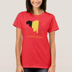 Camiseta Mapa de la bandera belga Les Diables Rouges T-Shir
